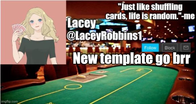 Lacey announcement template number I still lost count | New template go brr | image tagged in lacey announcement template number i still lost count | made w/ Imgflip meme maker