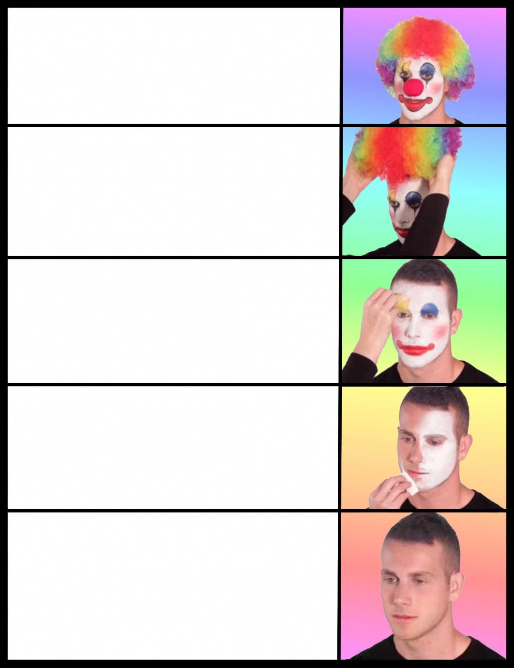 Clown removing makeup Blank Meme Template