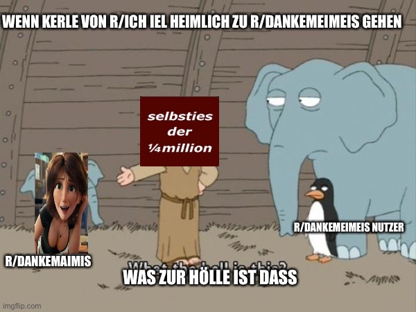 What the hell is this? | WENN KERLE VON R/ICH IEL HEIMLICH ZU R/DANKEMEIMEIS GEHEN; R/DANKEMEIMEIS NUTZER; R/DANKEMAIMIS; WAS ZUR HÖLLE IST DASS | image tagged in what the hell is this | made w/ Imgflip meme maker