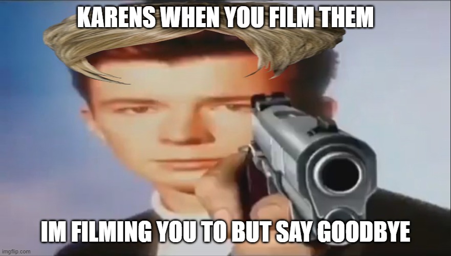 Say Goodbye | KARENS WHEN YOU FILM THEM; IM FILMING YOU TO BUT SAY GOODBYE | image tagged in say goodbye | made w/ Imgflip meme maker