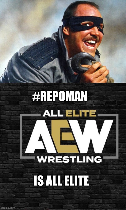 Repoman is all elite | #REPOMAN; IS ALL ELITE | image tagged in wwf,wwe,repoman,aew | made w/ Imgflip meme maker