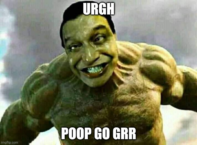 Hulk poop be like | URGH; POOP GO GRR | image tagged in memes | made w/ Imgflip meme maker