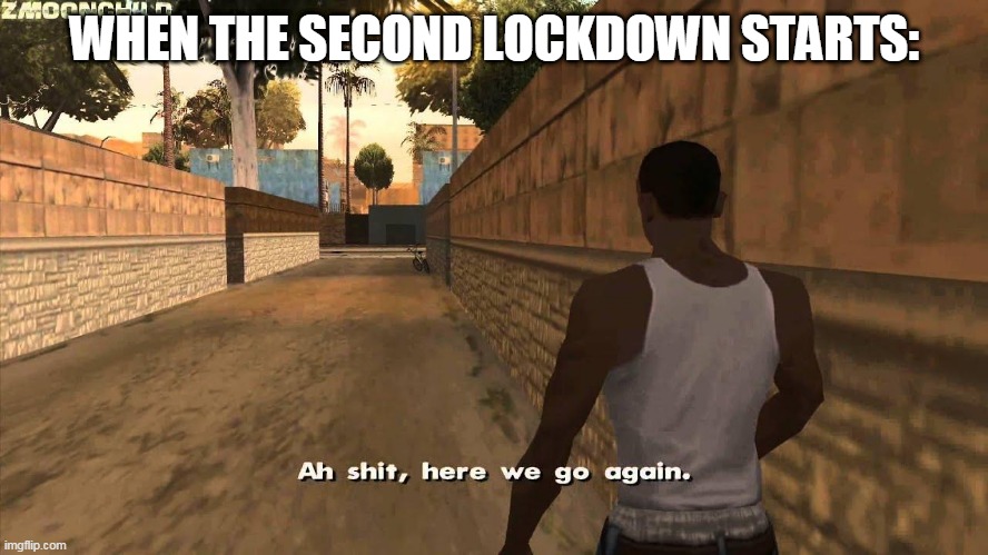 Here we go again | WHEN THE SECOND LOCKDOWN STARTS: | image tagged in here we go again | made w/ Imgflip meme maker