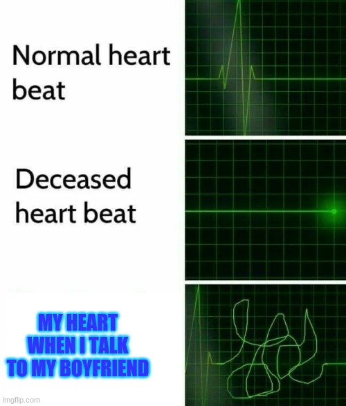 Heart Beat | MY HEART WHEN I TALK TO MY BOYFRIEND | image tagged in heart beat | made w/ Imgflip meme maker