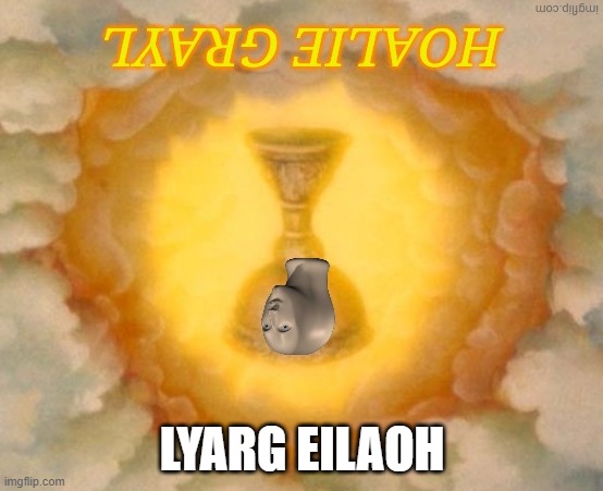 imma name my son this | LYARG EILAOH | image tagged in meme man hoalie grayl | made w/ Imgflip meme maker