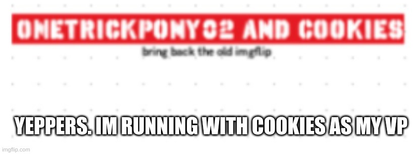YEPPERS. IM RUNNING WITH COOKIES AS MY VP | made w/ Imgflip meme maker