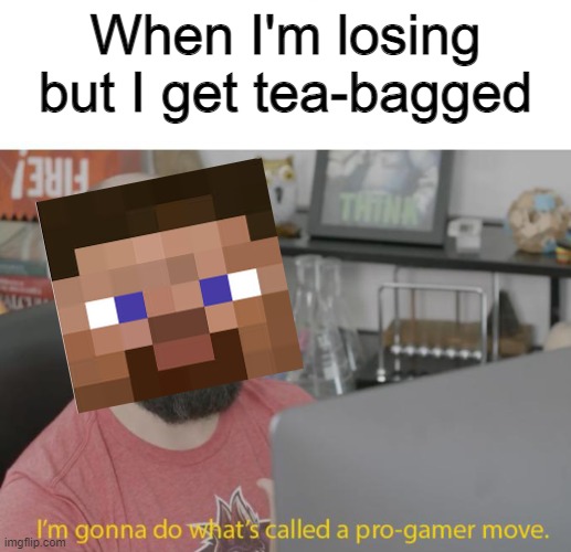 Steve is a good DLC fighter | When I'm losing but I get tea-bagged | image tagged in pro gamer move | made w/ Imgflip meme maker