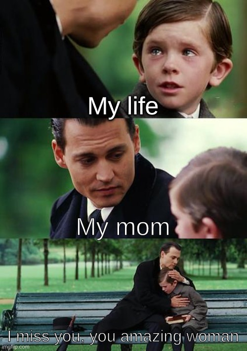 Love you mom | My life; My mom; I miss you, you amazing woman | image tagged in memes,finding neverland | made w/ Imgflip meme maker
