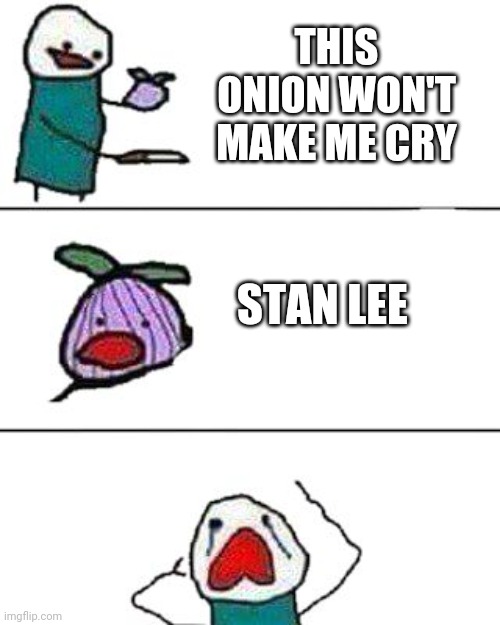 ??? | THIS ONION WON'T MAKE ME CRY; STAN LEE | image tagged in this onion won't make me cry | made w/ Imgflip meme maker