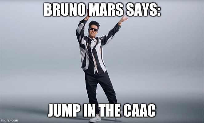 Lucky for you that's what i like | BRUNO MARS SAYS:; JUMP IN THE CAAC | image tagged in lucky for you that's what i like | made w/ Imgflip meme maker