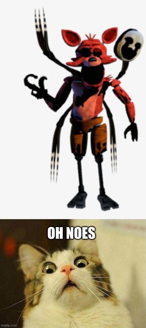 puppet foxy | OH NOES | image tagged in memes,scared cat | made w/ Imgflip meme maker