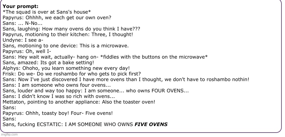 sans owns 5 ovens | image tagged in memes,funny,undertale,conversation | made w/ Imgflip meme maker