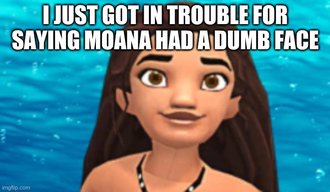 aparently its "unkind" | I JUST GOT IN TROUBLE FOR SAYING MOANA HAD A DUMB FACE | made w/ Imgflip meme maker