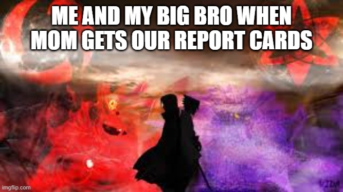 ME AND MY BIG BRO WHEN MOM GETS OUR REPORT CARDS | image tagged in funny | made w/ Imgflip meme maker