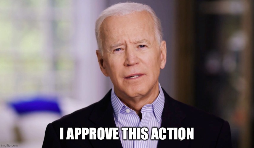 Joe Biden 2020 | I APPROVE THIS ACTION | image tagged in joe biden 2020 | made w/ Imgflip meme maker