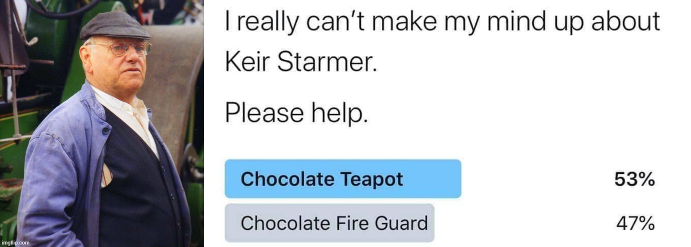 Is Keir Starmer a chocolate fireguard ? | image tagged in fred | made w/ Imgflip meme maker