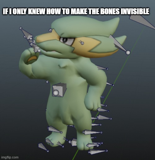 Thinking Biped Electrike | IF I ONLY KNEW HOW TO MAKE THE BONES INVISIBLE | image tagged in pokemon,thinking | made w/ Imgflip meme maker