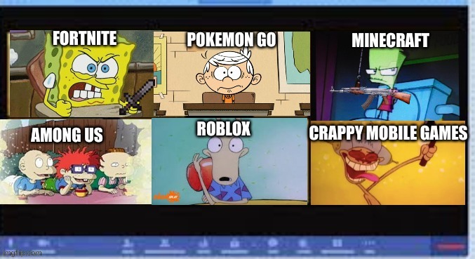 Nicktoons Zoom call meeting | FORTNITE POKEMON GO MINECRAFT AMONG US ROBLOX CRAPPY MOBILE GAMES | image tagged in nicktoons zoom call meeting | made w/ Imgflip meme maker