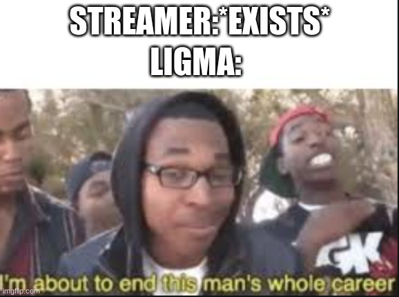 im about to end this mans whole carrer | STREAMER:*EXISTS*; LIGMA: | image tagged in im about to end this mans whole carrer | made w/ Imgflip meme maker
