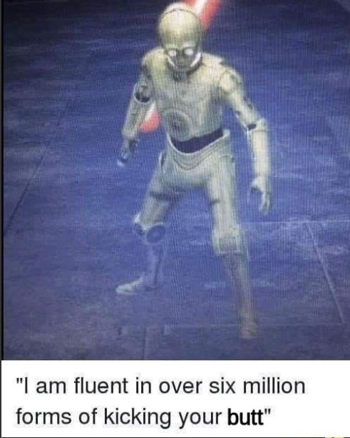 High Quality I am fluent in over six million forms of kicking your butt Blank Meme Template