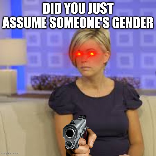 DID YOU JUST ASSUME SOMEONE'S GENDER | image tagged in karen,gender,lgbtq | made w/ Imgflip meme maker