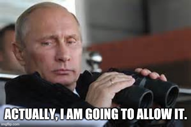 Putin Binoculars | ACTUALLY, I AM GOING TO ALLOW IT. | image tagged in putin binoculars | made w/ Imgflip meme maker