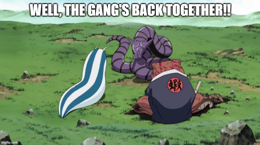 Sannin | WELL, THE GANG'S BACK TOGETHER!! | image tagged in sannin | made w/ Imgflip meme maker