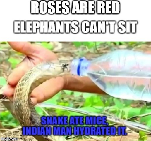 a glass of water would have been fine but this... | image tagged in blank white template,snek,india | made w/ Imgflip meme maker