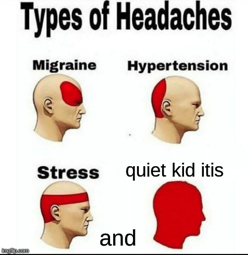 the worst type of headaches | quiet kid itis; and | image tagged in types of headaches meme | made w/ Imgflip meme maker