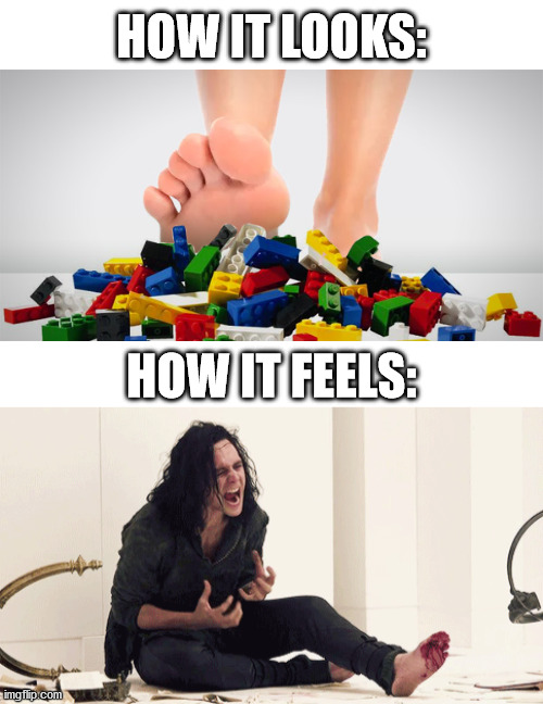 Stepping on a lego: | HOW IT LOOKS:; HOW IT FEELS: | image tagged in blank white template,loki,stepping on a lego | made w/ Imgflip meme maker