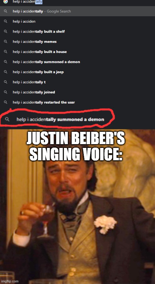 i thought of this while in my health class lol | JUSTIN BEIBER'S SINGING VOICE: | image tagged in memes,laughing leo | made w/ Imgflip meme maker