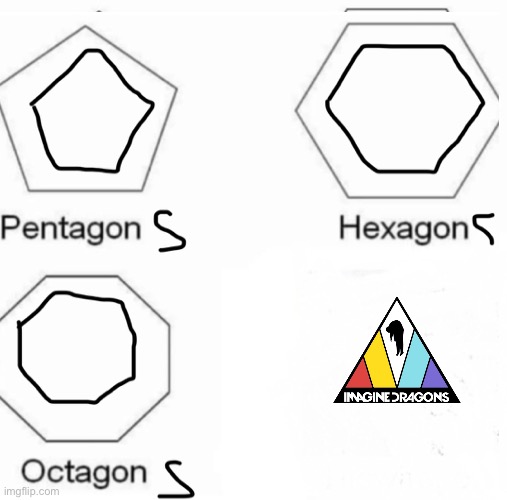 Imagine Dragons (sorry if drawing is bad i used mobile) | image tagged in imagine dragons,pentagon hexagon octagon | made w/ Imgflip meme maker