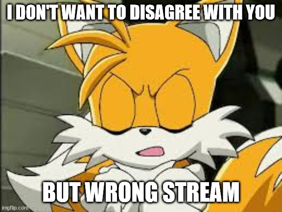 I DON'T WANT TO DISAGREE WITH YOU BUT WRONG STREAM | made w/ Imgflip meme maker