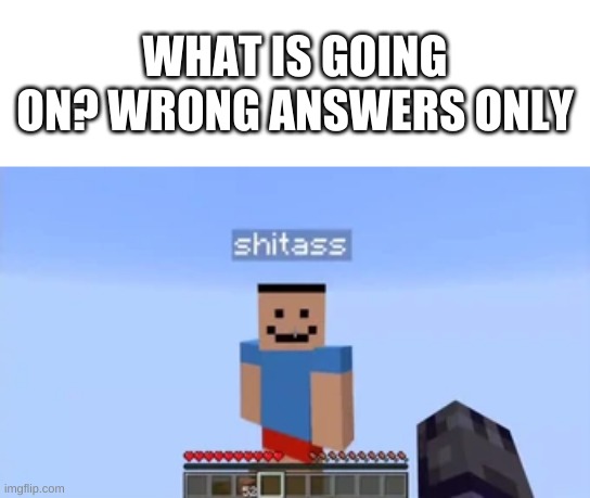 huh. | WHAT IS GOING ON? WRONG ANSWERS ONLY | image tagged in memes,funny,hmmm,minecraft | made w/ Imgflip meme maker