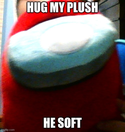 hug my plush | HUG MY PLUSH; HE SOFT | image tagged in hug my plush | made w/ Imgflip meme maker