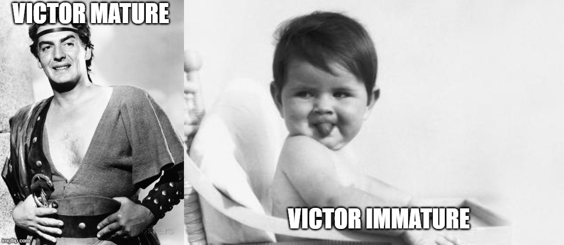 VICTOR MATURE; VICTOR IMMATURE | image tagged in memes | made w/ Imgflip meme maker