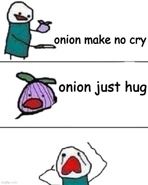 hugs for all? | onion make no cry; onion just hug | image tagged in this onion won't make me cry | made w/ Imgflip meme maker