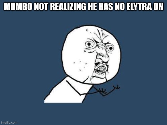 Why you no | MUMBO NOT REALIZING HE HAS NO ELYTRA ON | image tagged in why you no | made w/ Imgflip meme maker