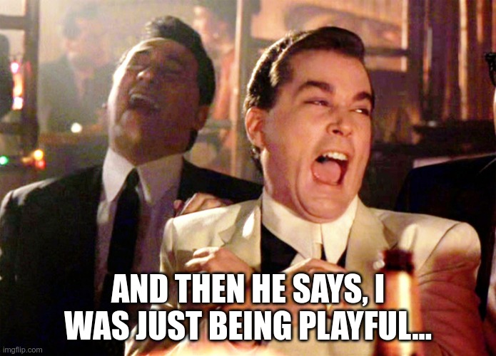 Too Soon? | AND THEN HE SAYS, I WAS JUST BEING PLAYFUL... | image tagged in good fellas hilarious,andrew cuomo,cnn sucks | made w/ Imgflip meme maker