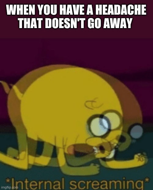 Jake The Dog Internal Screaming | WHEN YOU HAVE A HEADACHE THAT DOESN'T GO AWAY | image tagged in jake the dog internal screaming | made w/ Imgflip meme maker