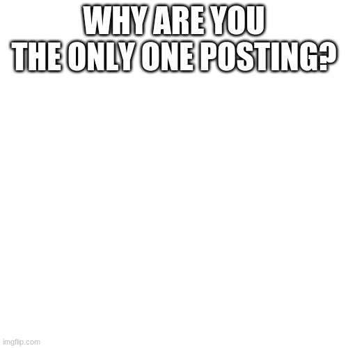 hmmmmm? | WHY ARE YOU THE ONLY ONE POSTING? | image tagged in memes,blank transparent square | made w/ Imgflip meme maker