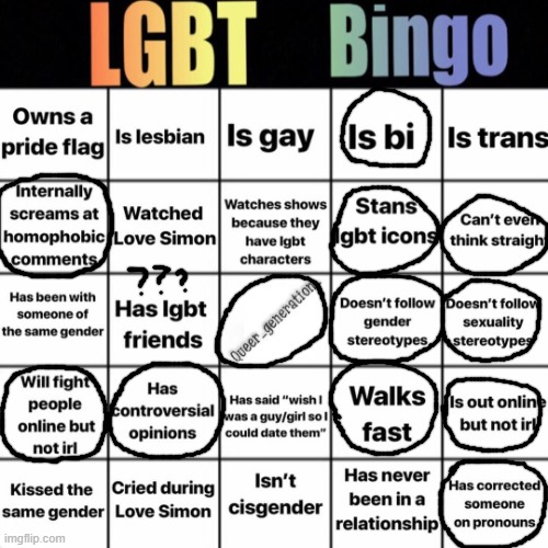 LGBTQ bingo | image tagged in lgbtq bingo | made w/ Imgflip meme maker