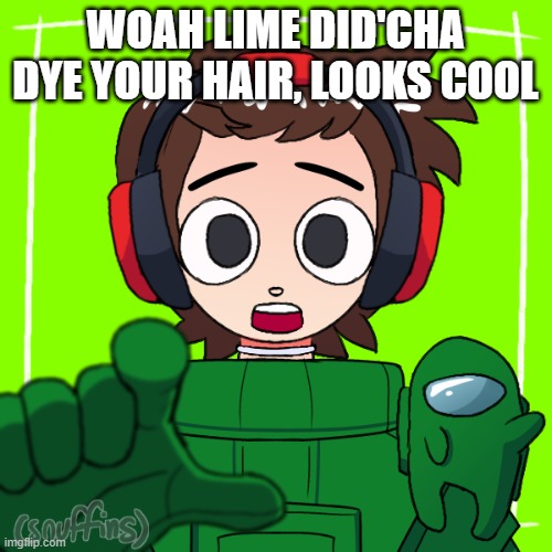 WOAH LIME DID'CHA DYE YOUR HAIR, LOOKS COOL | made w/ Imgflip meme maker