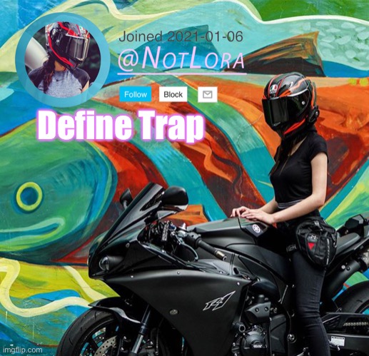 Define this user | Define Trap | image tagged in notlora temp | made w/ Imgflip meme maker