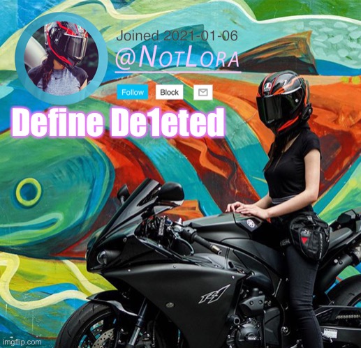 Define this user | Define De1eted | image tagged in notlora temp | made w/ Imgflip meme maker