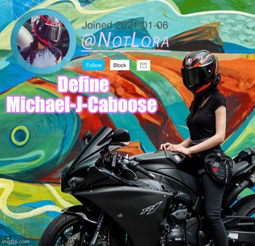 Define this user | Define Michael-J-Caboose | image tagged in notlora temp | made w/ Imgflip meme maker