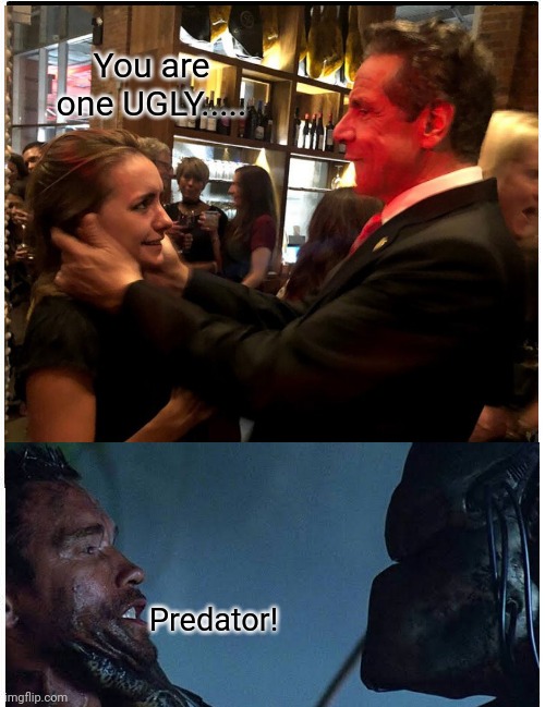 Predator 3 | You are one UGLY..... Predator! | image tagged in andrew cuomo,cuomo,sexual harassment,harassment,predator,sexual predator | made w/ Imgflip meme maker