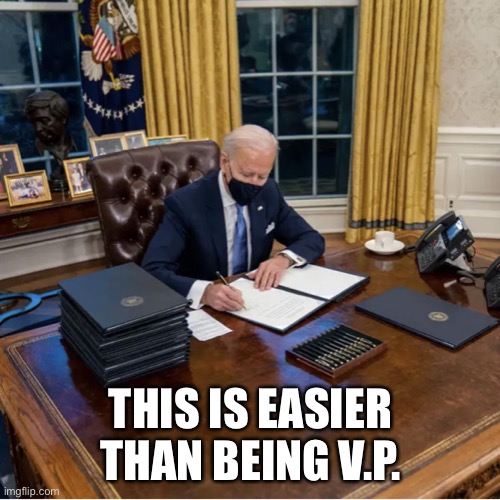 Biden Executive Orders | THIS IS EASIER THAN BEING V.P. | image tagged in biden executive orders | made w/ Imgflip meme maker