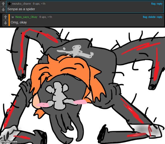 Senpider | image tagged in drawings | made w/ Imgflip meme maker