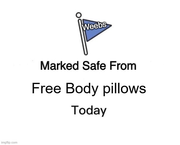 Marked Safe From Meme | Weebs; Free Body pillows | image tagged in memes,marked safe from | made w/ Imgflip meme maker